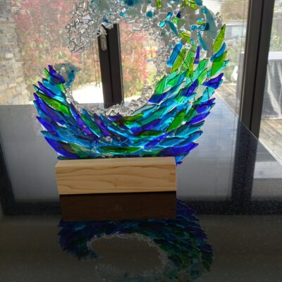 Wave - Glass - 30cm x 30cm x 7cm - by Kate Mercy