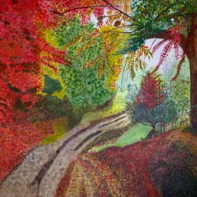 Autmnal Bliss - Autumn walk in the Forest, Acrylic on Canvas - 46x56 - by Elena Parisi
