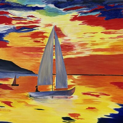 Sunset Sailing - Abstract Sunset Sailing - 80x58 - by Elena Parisi