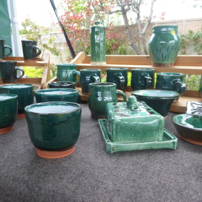 Green glazed pots - Earthenware clay and glazes - several pieces, not applicable - by Tim Bartell
