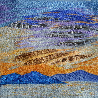 October Light, Spain - Machine Embroidery - 23cm x 23cm - by Carol Naylor