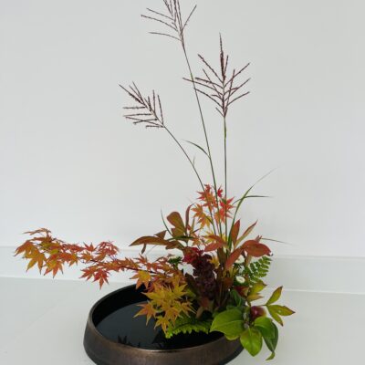 Autumn Landscape - Autumn material in bronze suiban - 500 x 500 mm - by Diane Norman