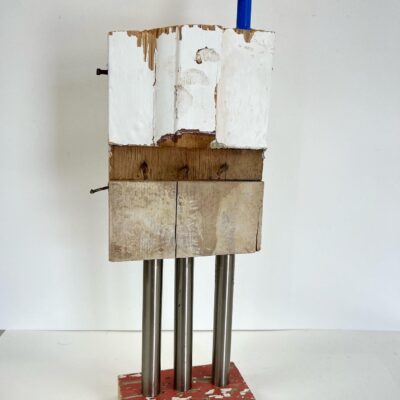 Untitled - metal, found wood, plastic - 45cm x 15cm x 7cm - by Chérie Lubbock