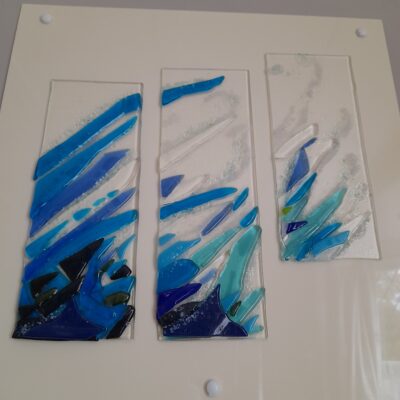 Sea spray - Fused Glass mounted on Perspex - 35 x 35cm - by Chris George