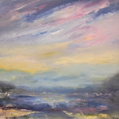 Beyond the Sea - Oil on board - 18 inch square framed - by Susie Olford