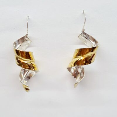 Gold twist ear rings - Silver and gold
