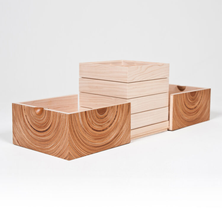 Squaring the Circle jewellery box - Elm and maple