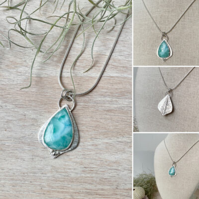 Larimar Pendant - Sterling Silver and Larimar - Pendant 3.5 cm - by Petra Worth