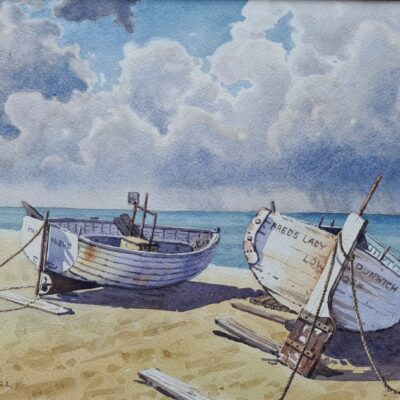 Angry Skies at Aldeburgh - watercolour - 25.5cm x 35cm - by John Robinson