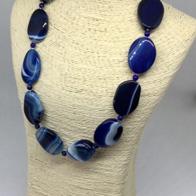 Jan Culverwell 3 - Jewellery - Blue Agate Necklace - 20 inches - by Jan Culverwell