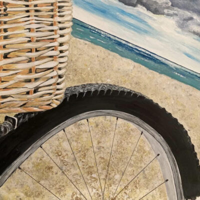 My Bike on the Beach - Acrylic - Medium - by Sarah Dalgarno