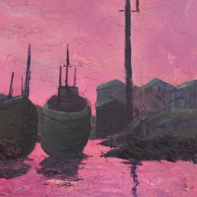 Night Harbour - Acrylic - 40cm x 51cm - by Allan Tripp