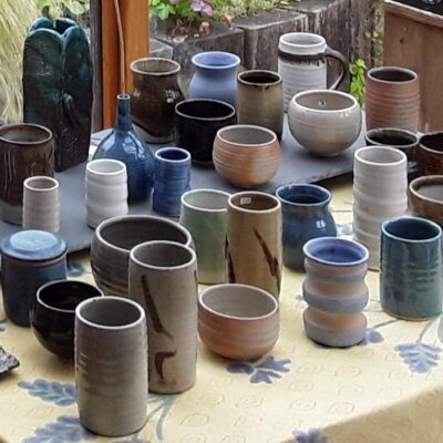 studio display - stoneware, porcelain and raku - various sizes - by Alison Sandeman