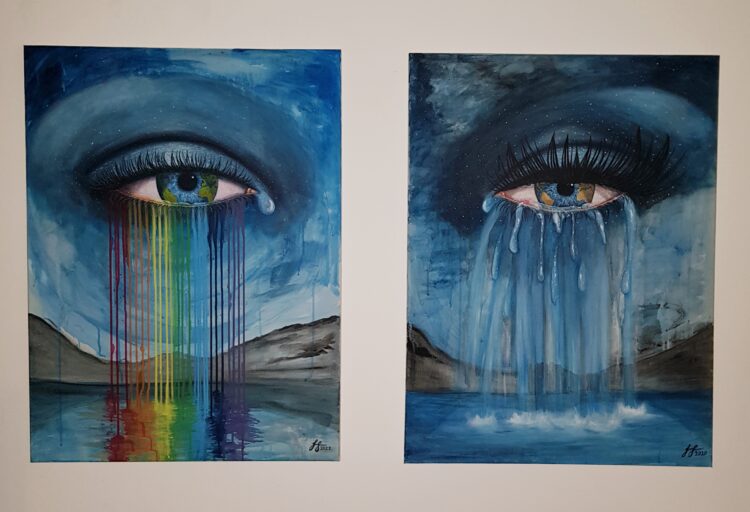 The world is crying 'Sadness & Hope' - Acrylic on canvas