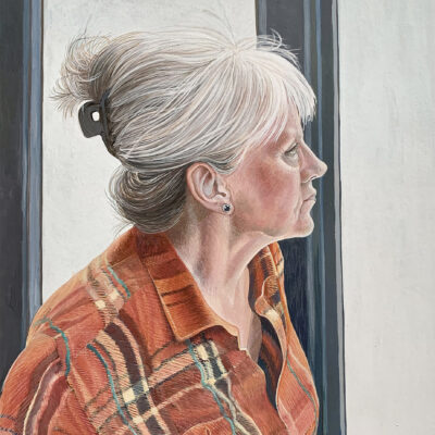 Janice the gardener - Gouache on heavy toned paper - 420mm x 297mm - by Fiona Bell-Currie