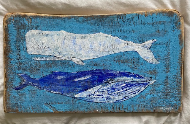 MichaelCowley1_whales - Acrylic on driftwood