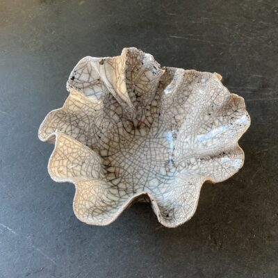 Small Raku Bowl - Raku Clay and Raku glaze - 12cm x 8cm - by Liz Hanan