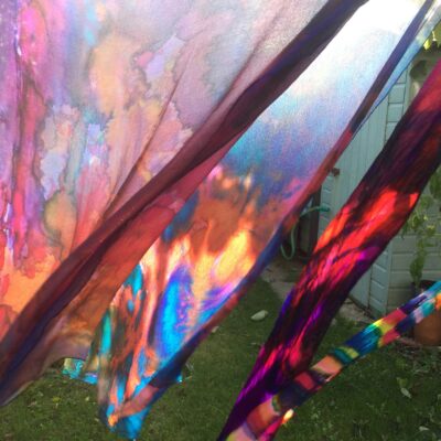 Painted silk scarves - Painted dye on habutai silk - 23 x130 cm - by Elizabeth Ashurst