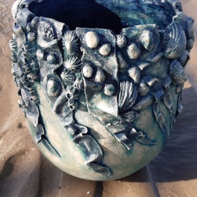 Barnacle Pot - Ceramic stoneware - 22cm x 20cm - by Julie Lewington