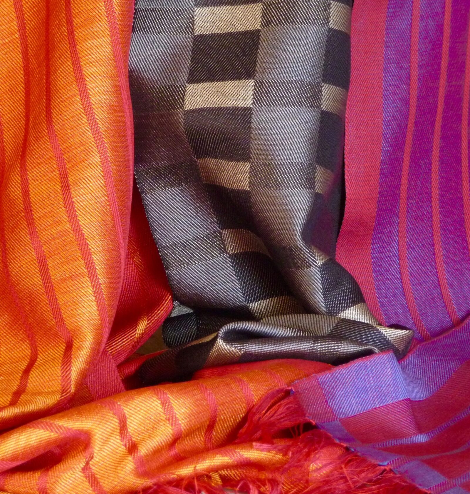 Three silk scarves
