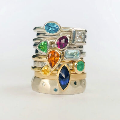 Selection of Stacking Rings - Gold/Silver/Gemstones - small - by Karen Saunders