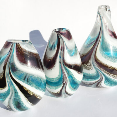 Turquoise River Vases - Glass - 20cm - by Peter Barton