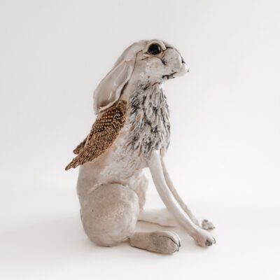 Winged Hare - Ceramic - 23cm - by Gill Hunter Nudds
