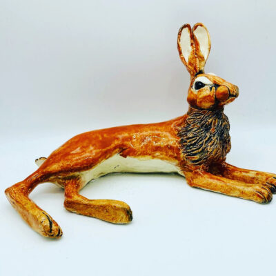 Harvest Hare - ceramic - 15cm - by Gill Hunter Nudds