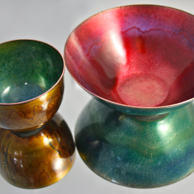 Red and green bowls - Enamelled copper