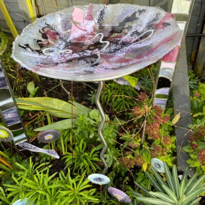 Fused glass birdbath - Fused glass - 48cm x 1 m - by Karen Ongley-Snook