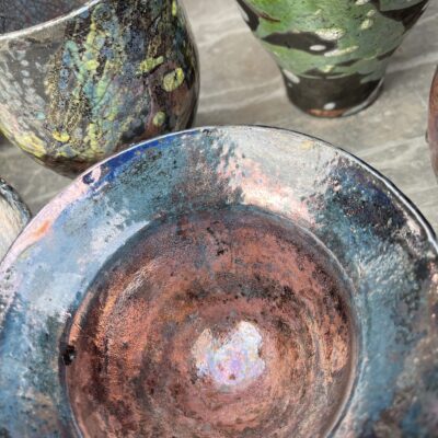Copper shine - Raku glazing - 6” x 4” - by Karen Ongley-Snook
