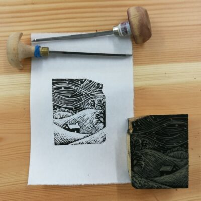 Winter - Wood Engraving - 4.5 x 6 cm - by Tricia Johnson