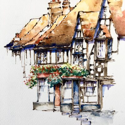 Midhurst - Watercolour line and wash - 23 x 33 cm - by Jeanette Clarke