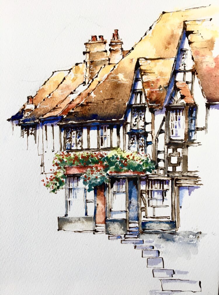 Midhurst - Watercolour line and wash