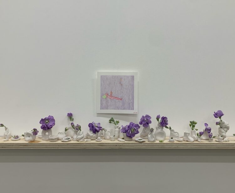 Violet - Installation with drawing