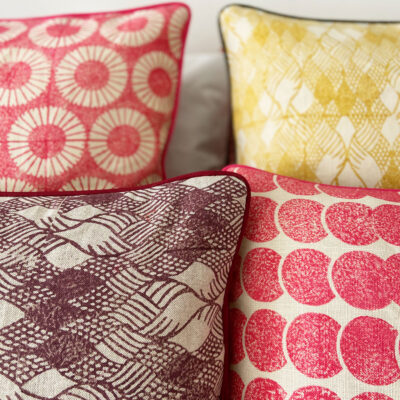 Cushions - Block printed linen - 50 x 50cm - by Maud Boothby