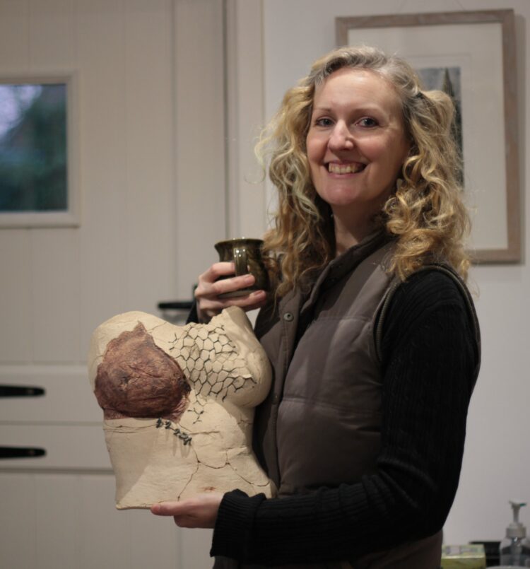 Chair, Mim McCann discussing COS 2023 with Phil Hewitt, of The Observer