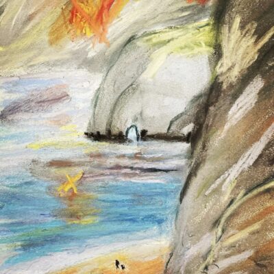 On the Beach at Big Sur - Chalk pastel on paper - 30 x 39cm - by Laurie Avadis