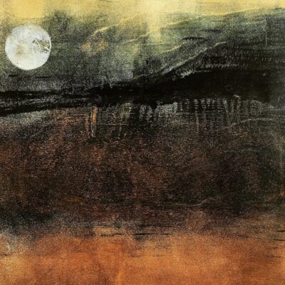 Dark moon day - Acrylic monoprint - A4 - by Debs Moran