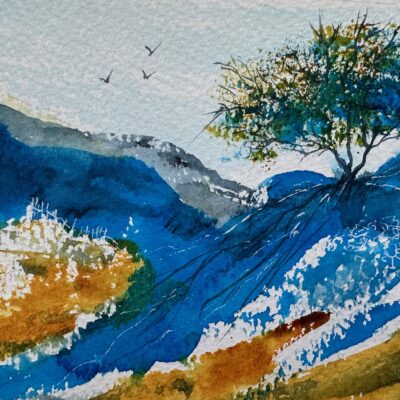 Blue Mountains - Watercolour - 14.5 x 12 cm - by Sandra Hawkins