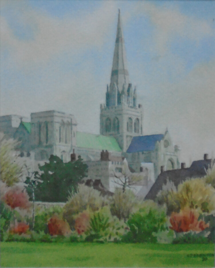 Chichester Cathedral from the Bishops Garden - Watercolour