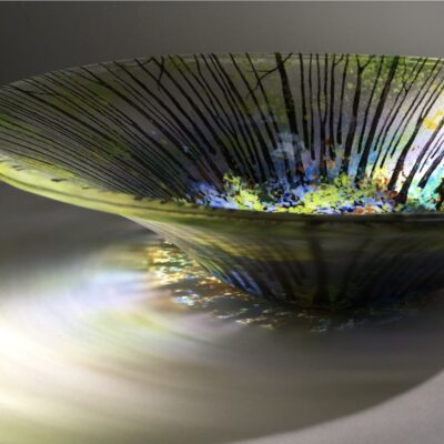 Bluebells - Fused glass bowl - 28cm diameter - by Nancy Goodens