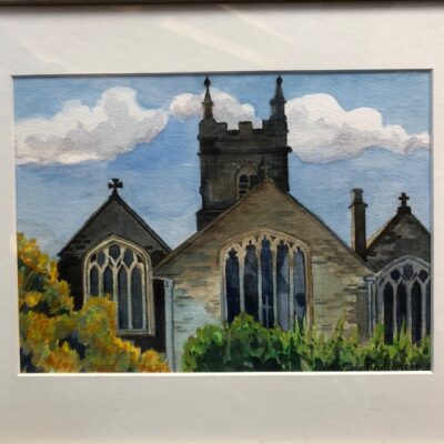 St. Endillion Church, Cornwall - watercolour - 17cm X 24cm - by Miranda Phillimore