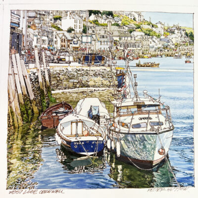 West Loo Cornwall - pen and ink wash - 380 x 380mm - by Peter Hutton