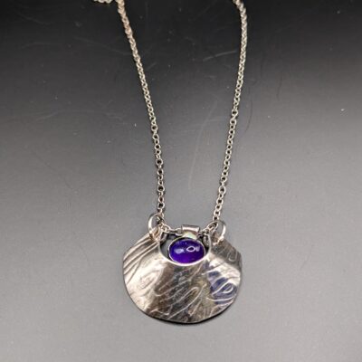 Silver Pendant with Amethyst Cabouchon - Silver - 2 cms x 3 cms - by Linda Foskett