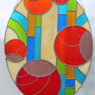 Circles - Stained glass - 38x30cms - by Jane Fowler