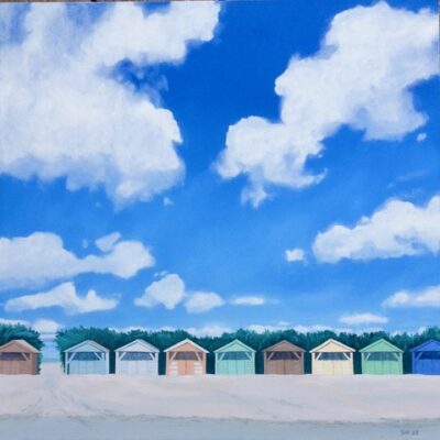 The Yellow Beach Hut - Oil - 60cm x 60cm - by Suzi Wright