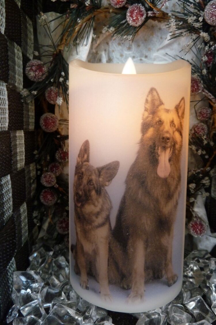 Personalised Candle with German Shepherd - Battery Candle