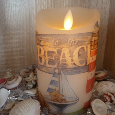 Beach - Battery Candle - 15cms high - by Michele Redford