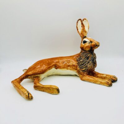 Sleeping Hare - Ceramic - 23cm - by Gill Hunter Nudds